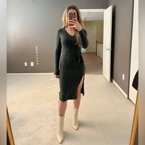 Green midi sweater dress